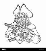Pirate Blackbeard Pistols sketch template