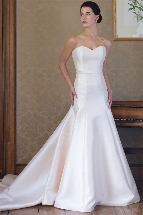 Simple Satin Sweetheart Neck Fit And Flare Wedding Dress