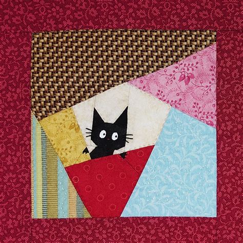 cute cat quilt block pattern kitty quilt block animal etsy