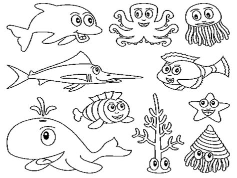 gambar  printable ocean coloring pages kids animals water