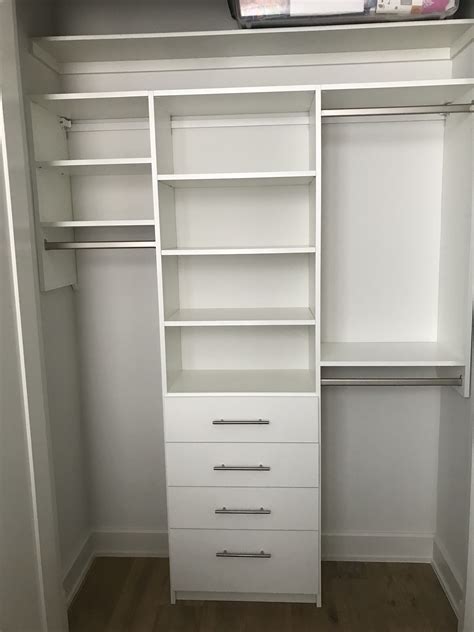 white contemporary closet reach  closet  space place   layout  closet bars