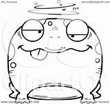 Drunk Frog Cartoon Mascot Lineart Character Illustration Royalty Cory Thoman Graphic Clipart Vector sketch template
