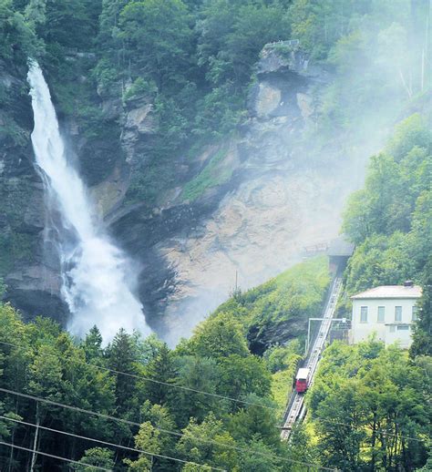 The Reichenbach Falls And Funicular Near Meiringen