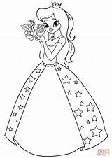 Coloring Princess Pages Roses Drawing Printable sketch template