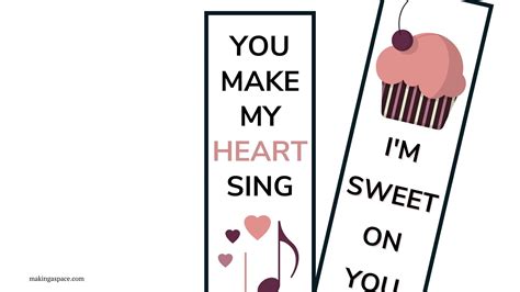 printable valentines day bookmarks making  space