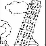 Pisa Tower Coloring Leaning sketch template