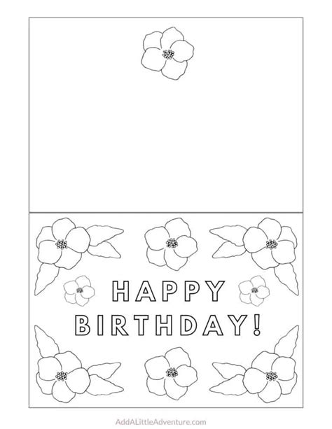 foldable printable birthday cards  color add   adventure