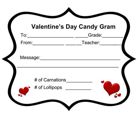 printable valentine candy gram template printable templates