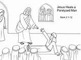 Coloring Jesus Man Heals Paralyzed Bible Pages Visit sketch template