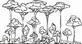 Rainforest Coloring Pages Trees Drawing Printable Forest Rain Clipart Animals Color Drawings Colouring Cute Layers Tropical Print African Simple Getdrawings sketch template