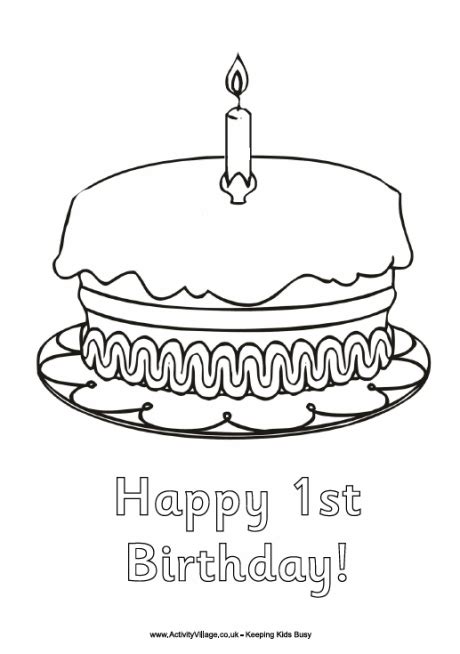 happy st birthday colouring page