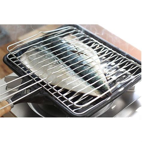 retangular enamel rotary direct fire grill pan grilled fish chicken