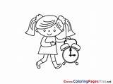 Coloring Pages Girl Summer Alarm Clock Kids Sheet Title sketch template