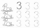 Number Tracing Worksheets Coloring Three Preschool Comment First sketch template