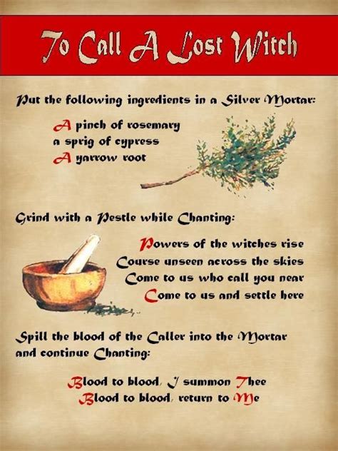 Spell To Call A Lost Witchprintable Spell Pages