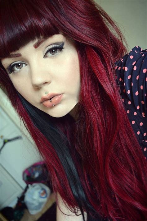 Long Dark Red Hair With Blunt Bangs Hairstyles Hair