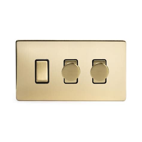 soho lighting brushed brass  gang light switch   dimmers  soho lighting company