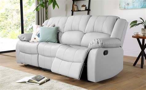dakota light grey leather  seater recliner sofa furniture choice