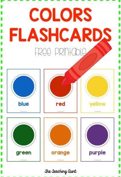 colors flashcards  printable  teaching aunt color flashcards