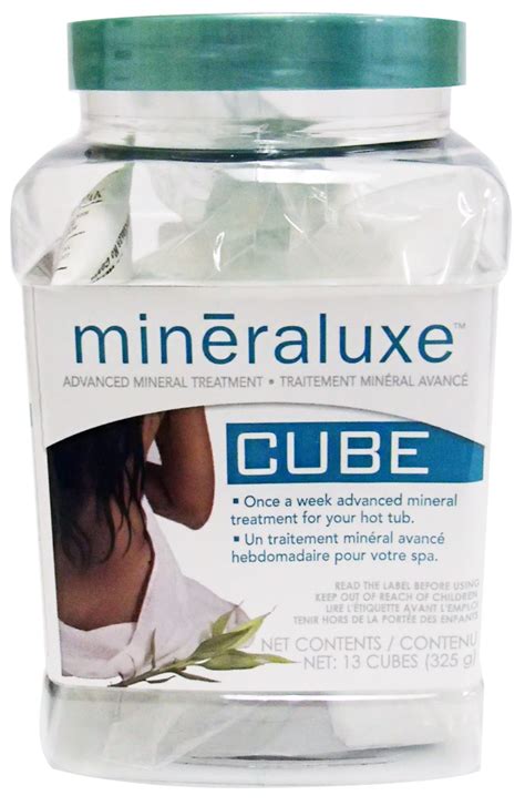 mineraluxe bottle   cubes  hot tub buds spas pools