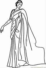 Saree Coloring Drawing Pages Indian Colouring Getdrawings Woman Girl sketch template