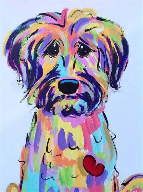 dog art dog painting dog portrait whimsical dog custom