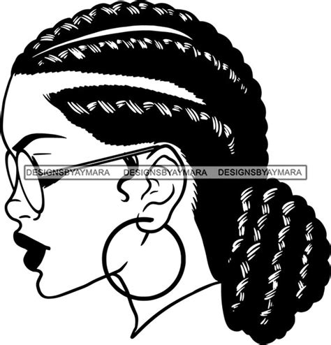 afro girl babe hoop earrings sexy glasses lips cornrow braided bun hai
