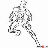 Daredevil Draw Marvel Drawing Step Superheroes Sketchok Clipartmag Clipart sketch template