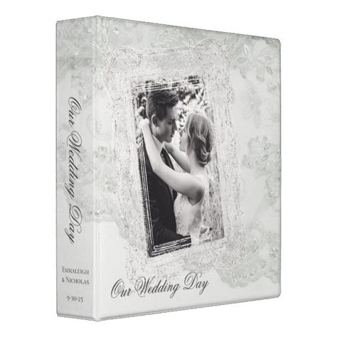 Elegant Couples Wedding Photo Album White 3 Ring Binder