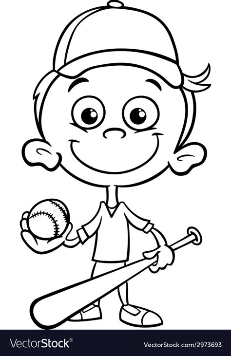 boy baseball player coloring page royalty  vector image
