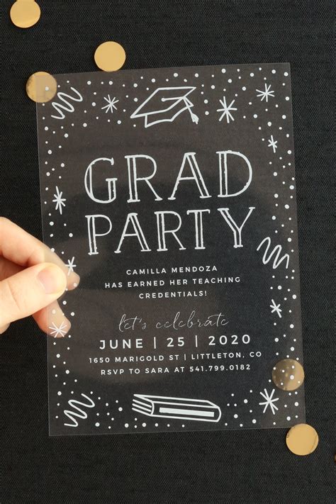 teachers chalkboard clear graduation invitations