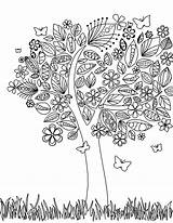Coloring Pages Flower Flowers Difficult Tree Color Teenagers Spring Getcoloringpages Printable sketch template