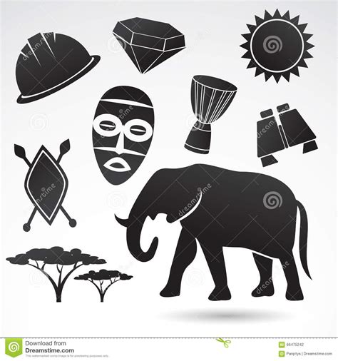 Traditional Symbols Of Africa Stock Vector Illustration