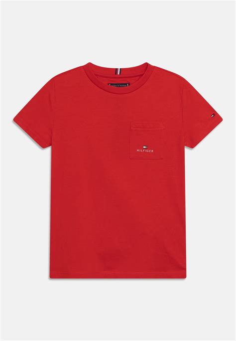 tommy hilfiger essential pocket tee t shirt basic deep crimson rood