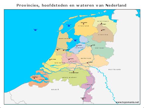 topografie provincies hoofdsteden en wateren van nederland www