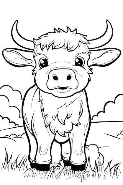premium vector cute baby buffalo coloring page