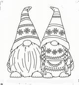 Gnome Christmas Pages Coloring Gnomes Colouring Noel Drawings Line Patterns sketch template