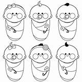 Baby Blanket Clip Coloring Babies Wrapped Illustrations Vector Group Newborn sketch template