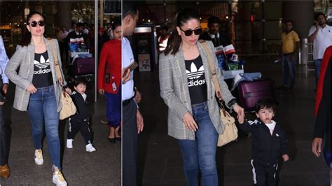 have you seen these latest pics of kareena kapoor son taimur twinning at the airport
