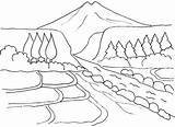 Mewarnai Pemandangan Gambar Sungai Gunung Anak Alam Lukisan Paud Sawah Marimewarnai Laut Dengan sketch template