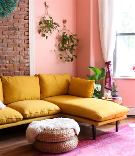 ready   bold   living room heres  bright yellow sofa   dreams tfdiaries