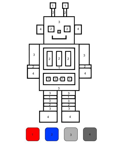 easy robot color  number coloring page  print  color