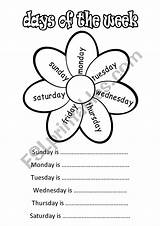 Days Week Colouring Worksheet Worksheets Preview Esl sketch template