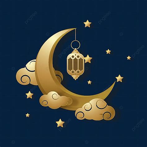 gambar ilustrasi bulan sabit emas  lentera  bulan ramadhan