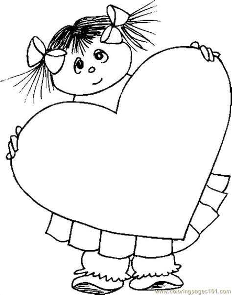 coloring pages girl heart  holidays valentines day