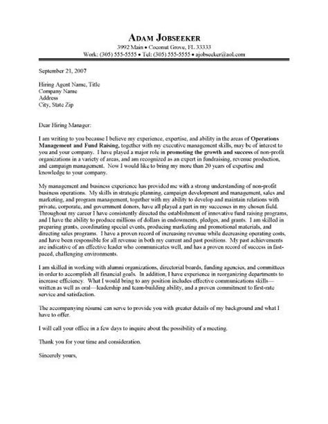 nonprofit cover letter academic