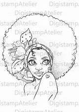 Girl Afro Coloring Visit Digi Pages Stamps sketch template
