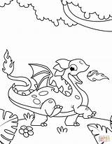Dragon Coloring Fire Breathing Cute Pages Drawing Printable Dragons Getdrawings sketch template