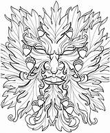 Tattoo Greenman Celtic Pagan Dover Publications Druid Colouring Kris Koisas Icolor sketch template
