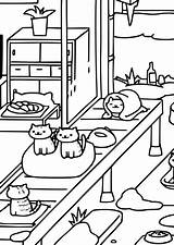 Neko Atsume Coloring Cat Lover Pages Colouring Print Printable Instant Details sketch template